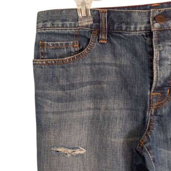 Ann Taylor Loft Size 8 Jeans Boyfriend Distressed Blue Denim - Picture 3 of 13